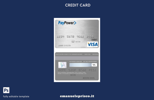 modello di carta di debito visto bancario Laos PayPower in stile verificato